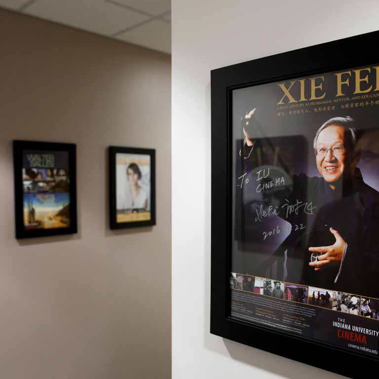 Posters in a hallway